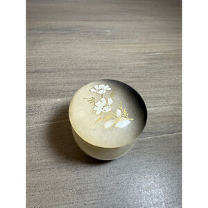 vintage Italian alabaster trinket box w/black-to-white gradient floral design